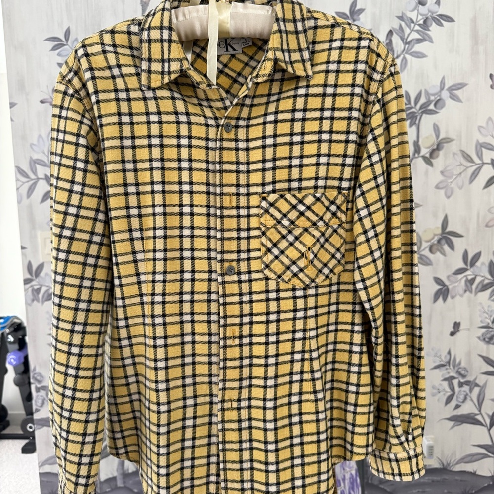 Calvin Klein Jeans Yellow Plaid Blouse